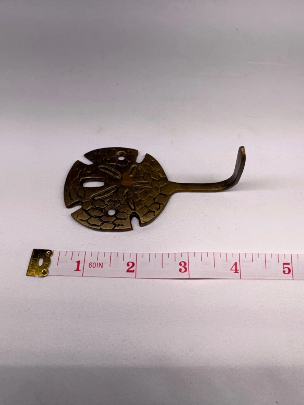 Vintage Brass Sand Dollar Wall Hook Coastal Nautical Beach Decor